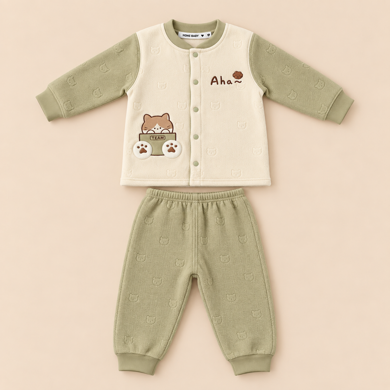 Aha Bear Textured Baby 2-Piece Cozy Set