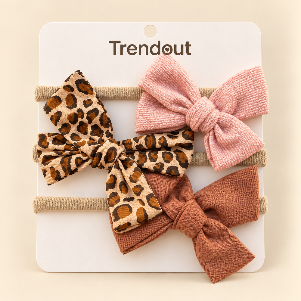 Baby Fabric Bow Headband Set – 3 Pieces