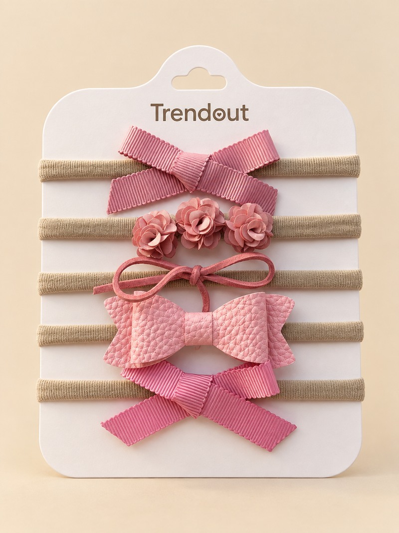 5-Piece Baby Bow Headband Set – Assorted Designs