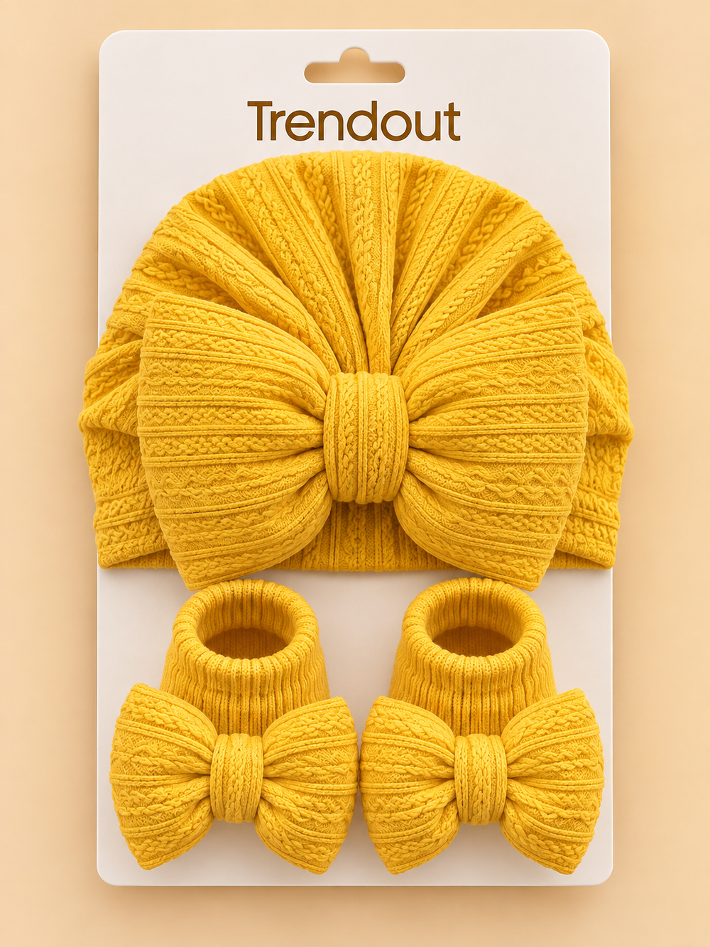 Textured Bow Turban & Matching Baby Socks Set