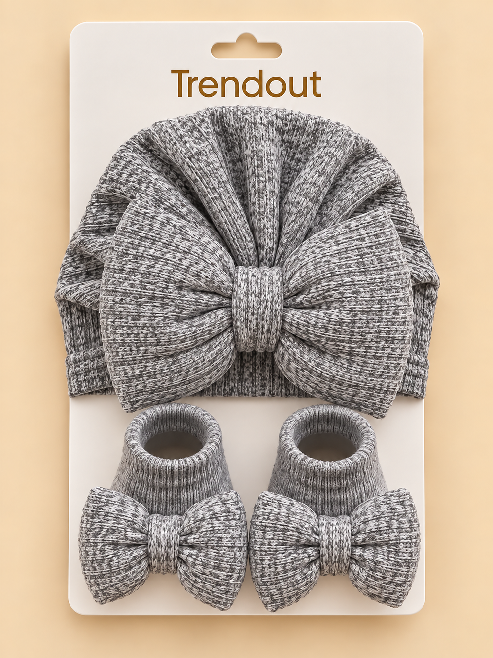 Textured Bow Turban & Matching Baby Socks Set