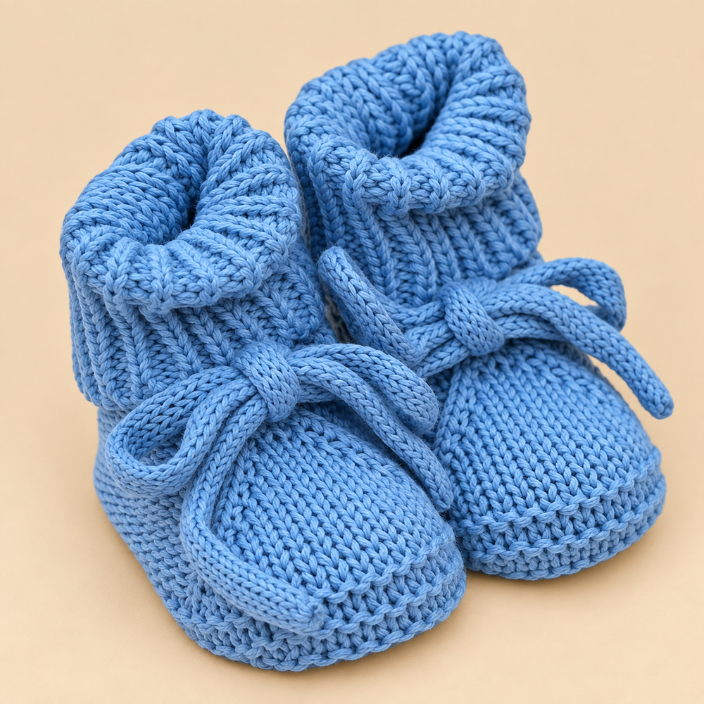 Bow-Tie Knit Baby Booties