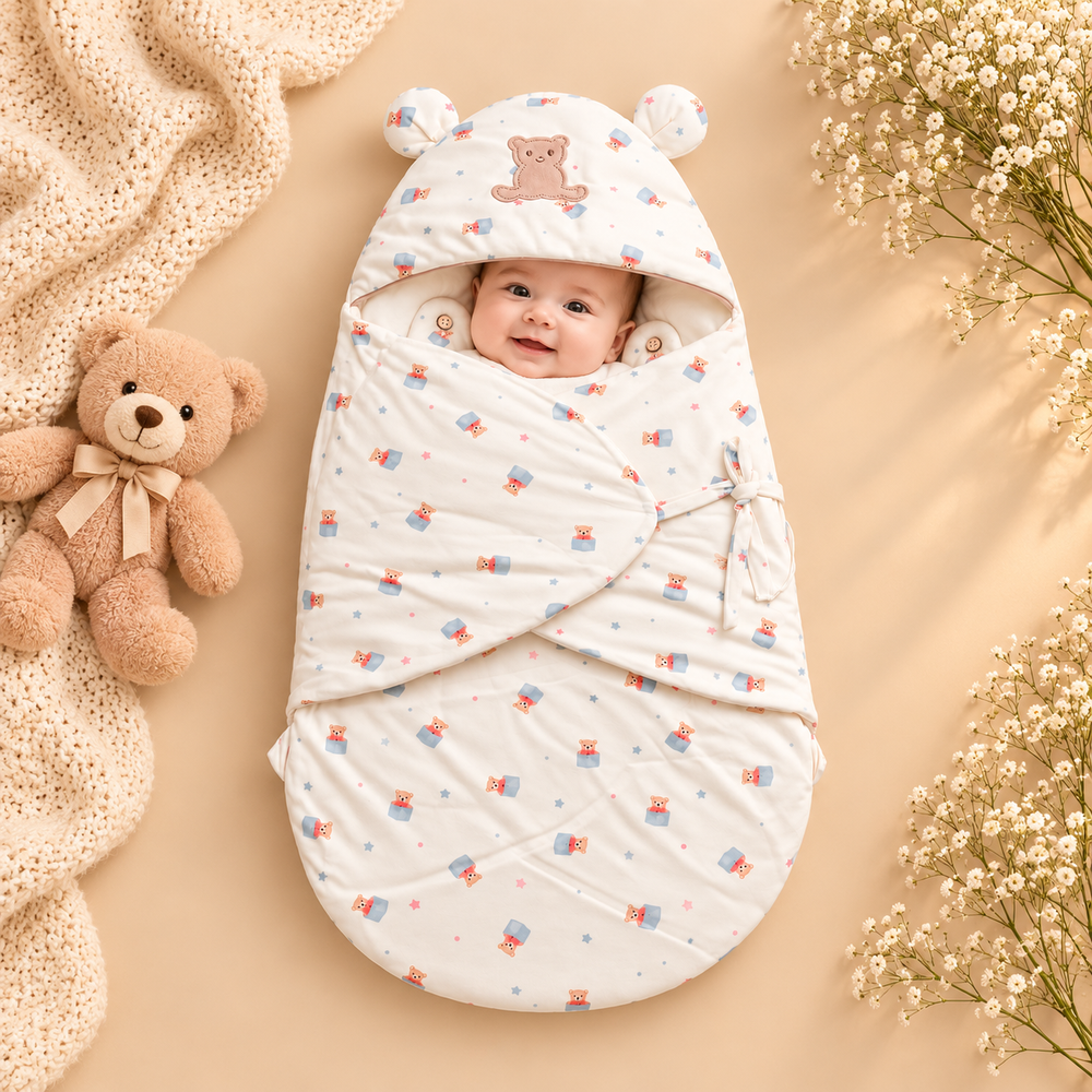 Cozy Hooded Baby Swaddle Wrap