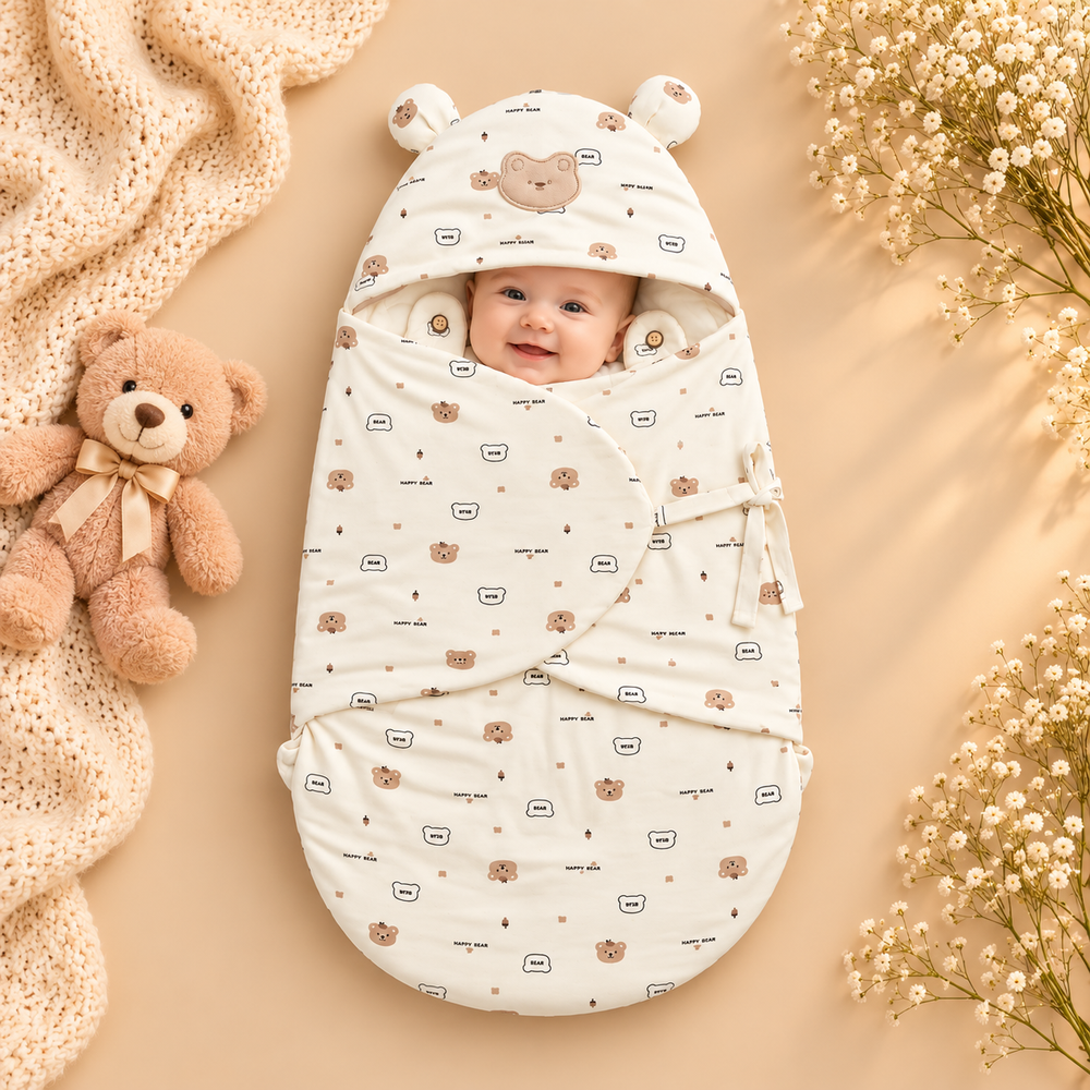Cozy Hooded Baby Swaddle Wrap