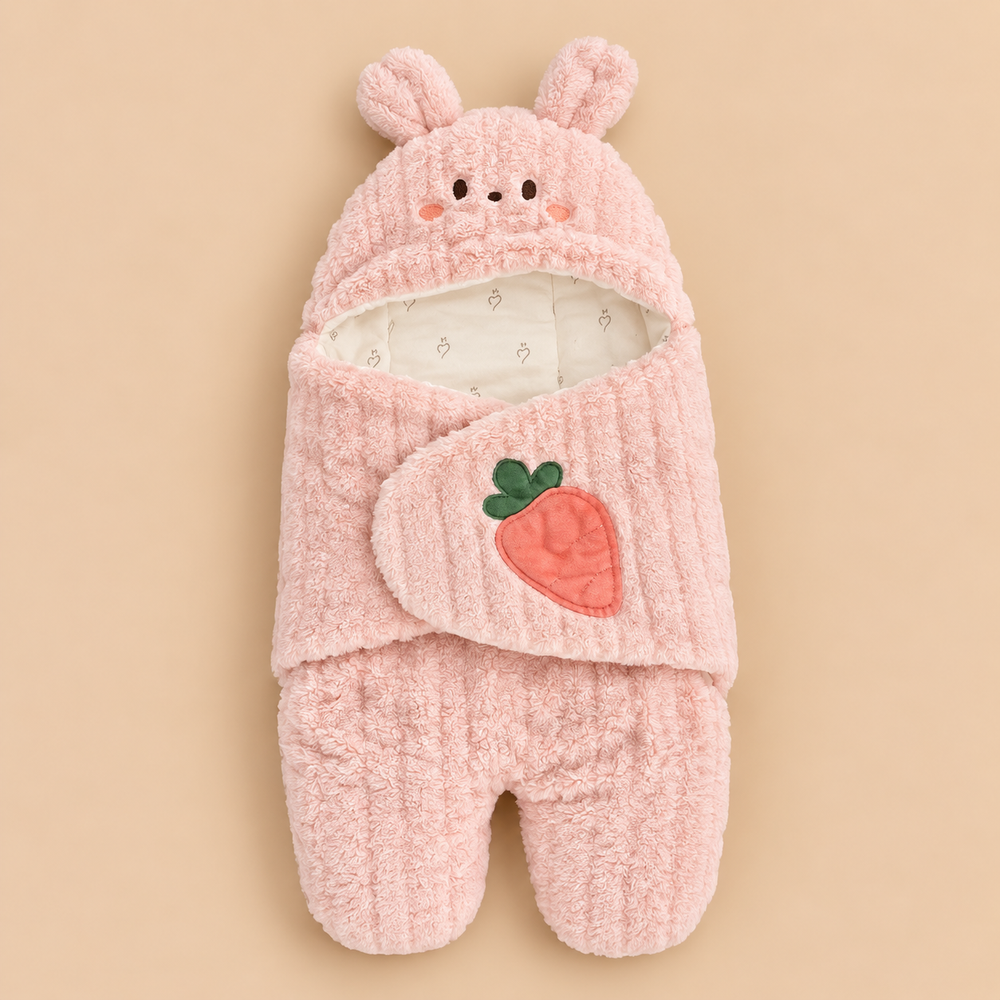 Cozy Plush Hooded Baby Swaddle Wrap – 3 Cute Designs
