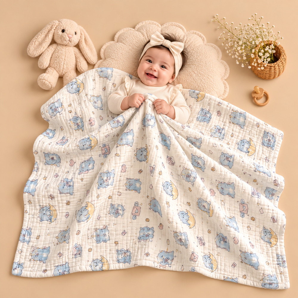 Soft Muslin Baby Blanket – Cute Printed Designs