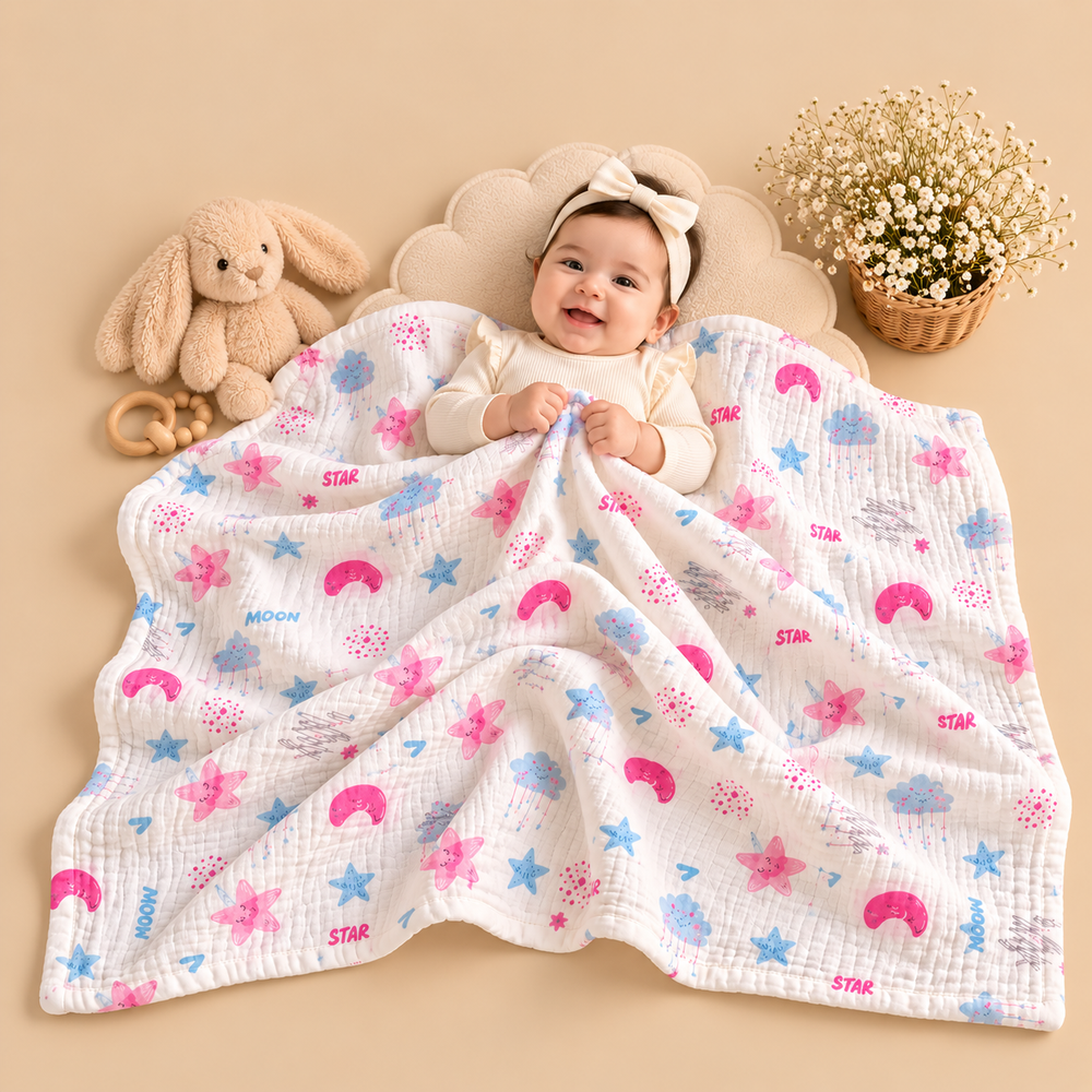 Soft Muslin Baby Blanket – Cute Printed Designs