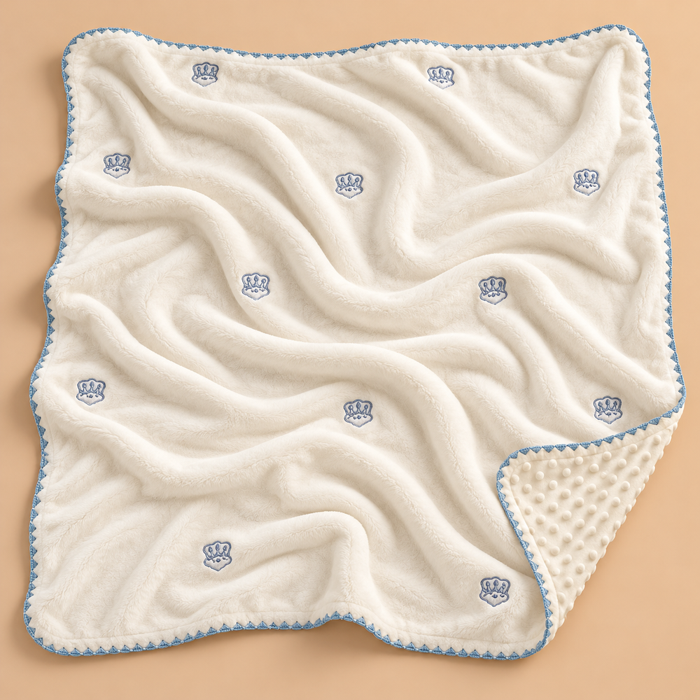 Cozy Double-Layer Minky Baby Blanket – Embroidered Designs