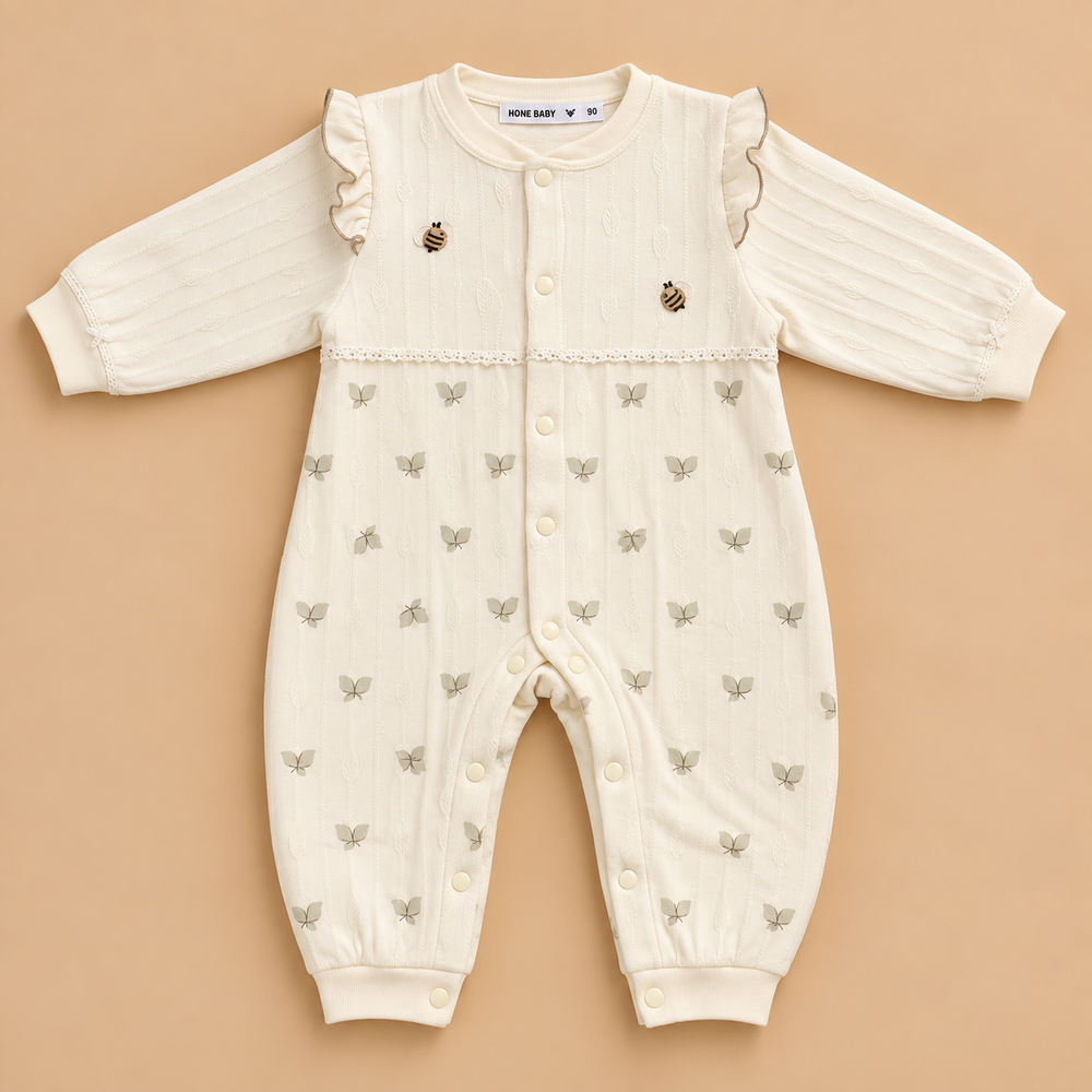 Little Bee Ruffle Baby Romper – 2 Soft Colors
