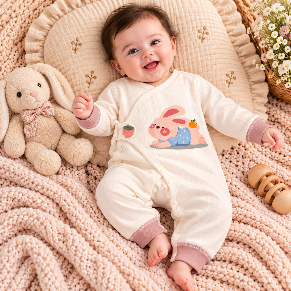 Baby Kimono Romper with Cute Animal Prints – 4 Designs