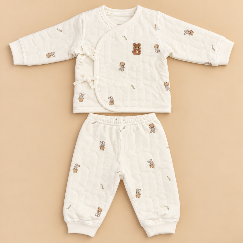 Quilted Baby Wrap Top & Pants Set – Assorted Cute Prints