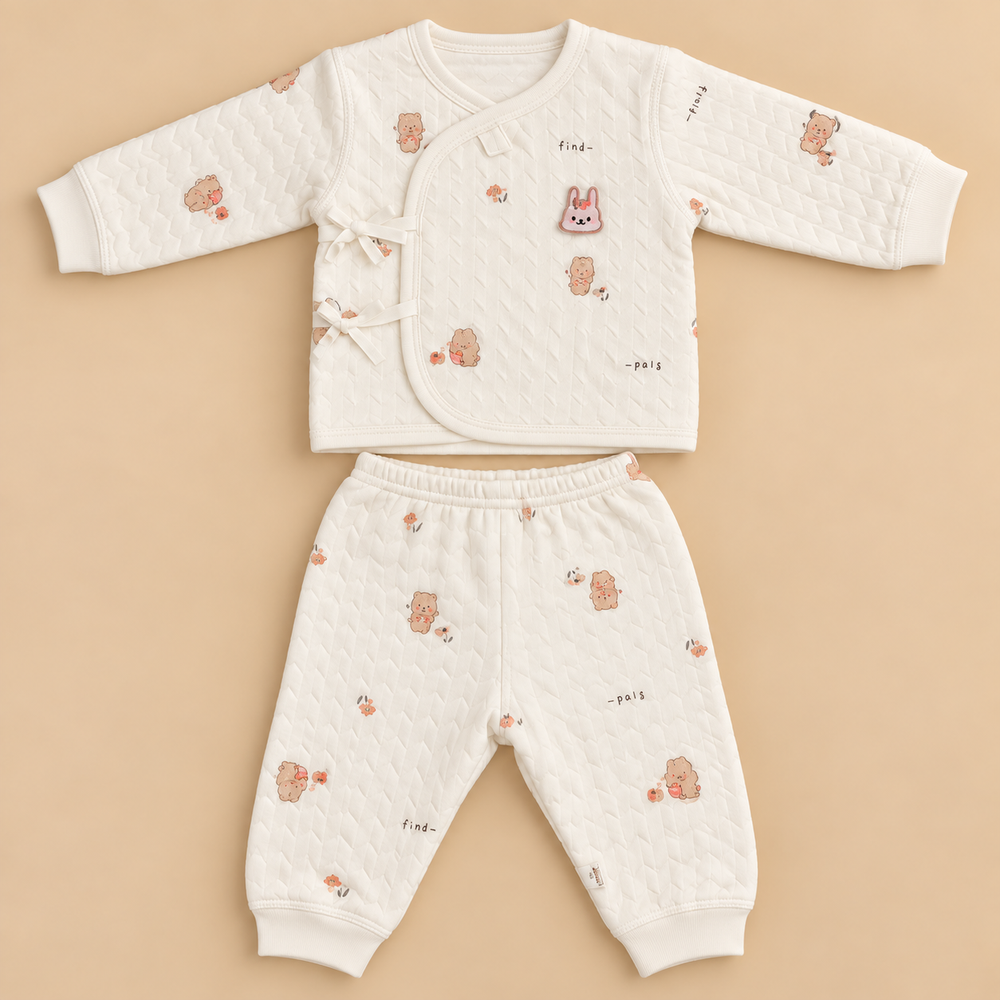 Quilted Baby Wrap Top & Pants Set – Assorted Cute Prints