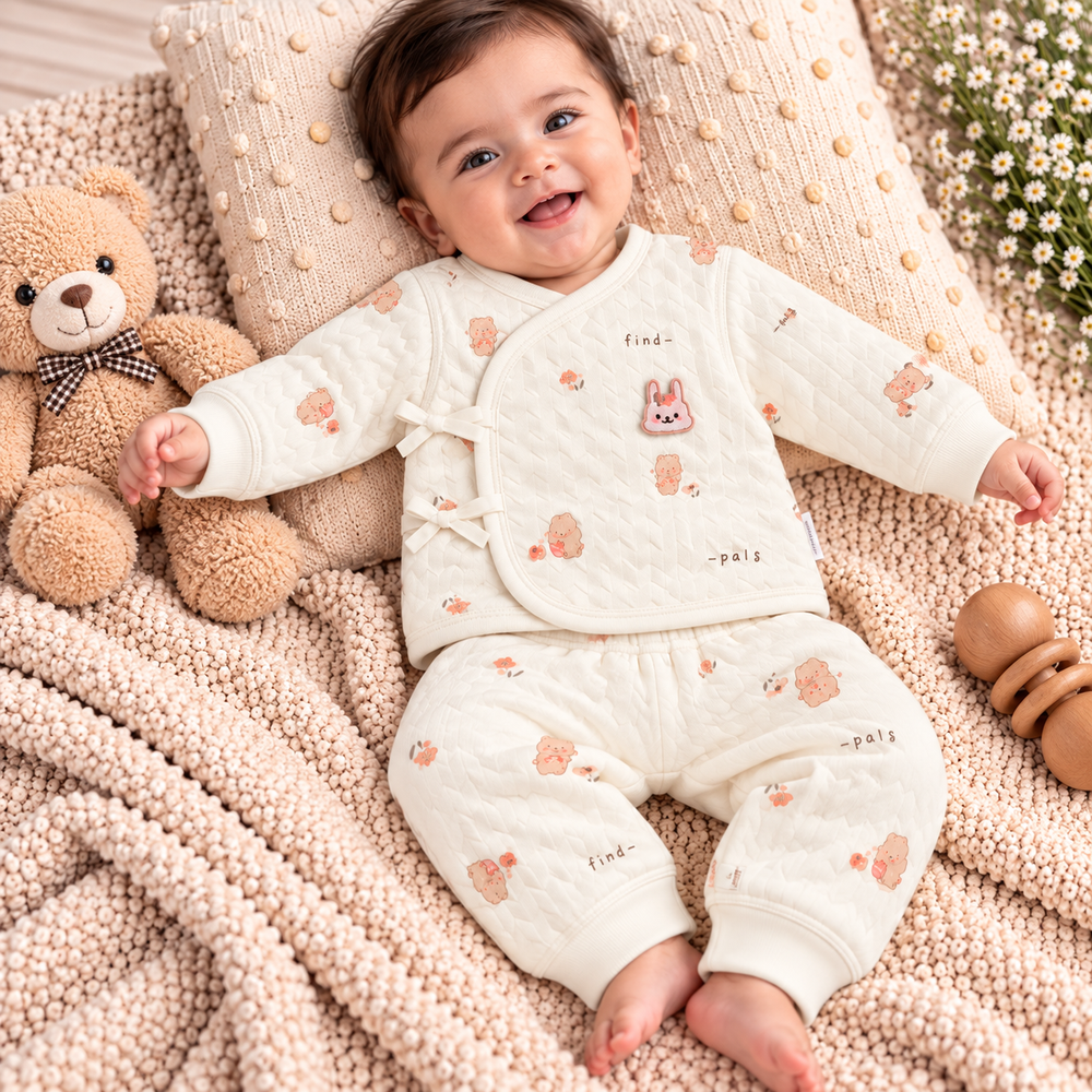 Quilted Baby Wrap Top & Pants Set – Assorted Cute Prints