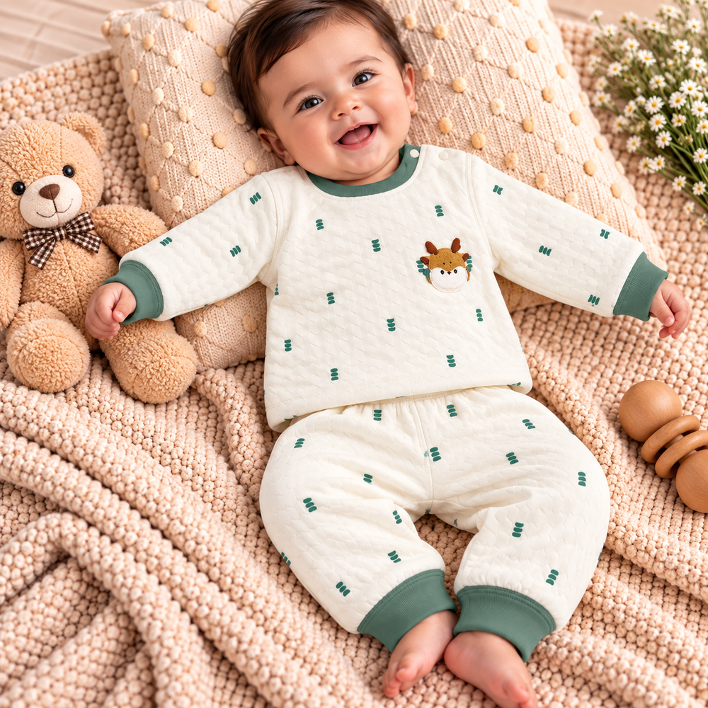 Quilted Baby Giraffe Top & Pants Set – 3 Colors
