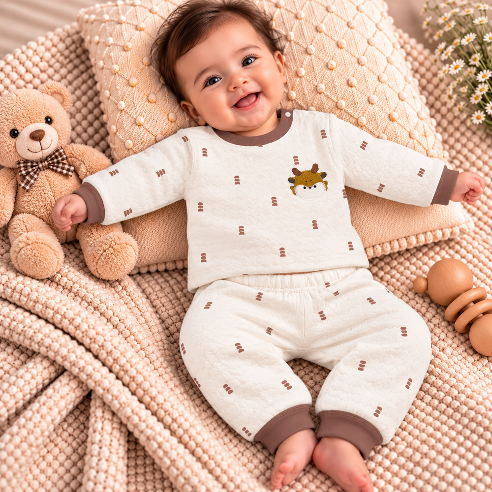 Quilted Baby Giraffe Top & Pants Set – 3 Colors
