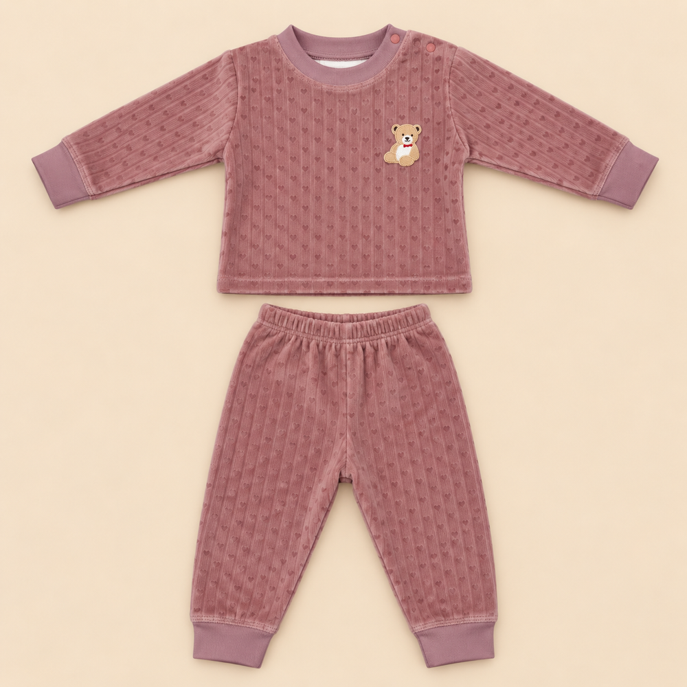 Cozy Ribbed Velvet Baby 2-Piece Set – Assorted Colors
