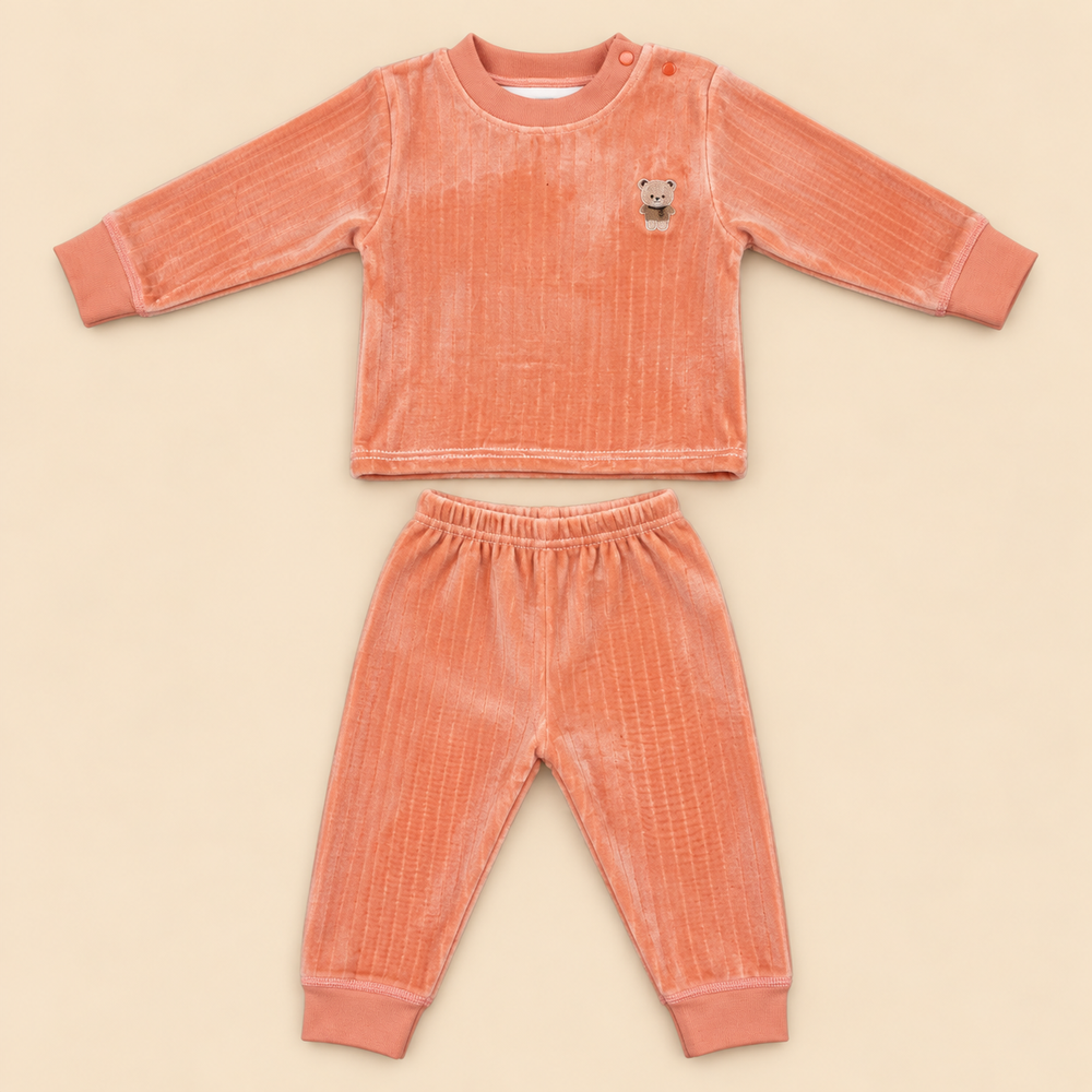 Cozy Ribbed Velvet Baby 2-Piece Set – Assorted Colors