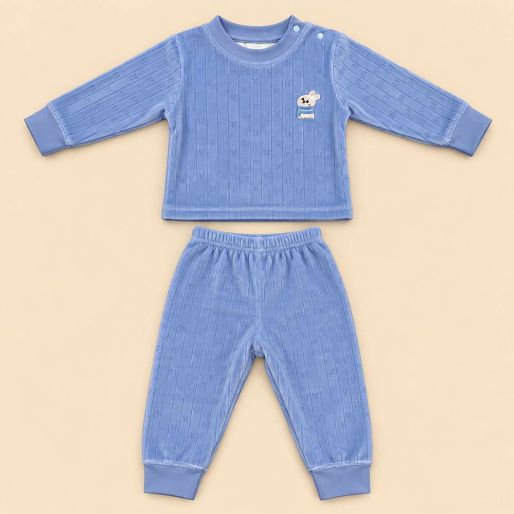 Cozy Ribbed Velvet Baby 2-Piece Set – Assorted Colors