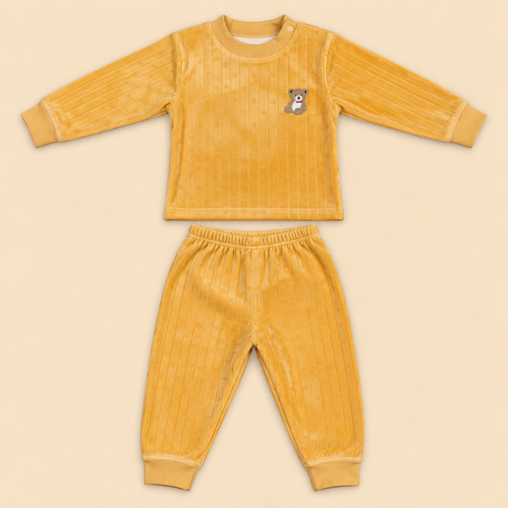 Cozy Ribbed Velvet Baby 2-Piece Set – Assorted Colors