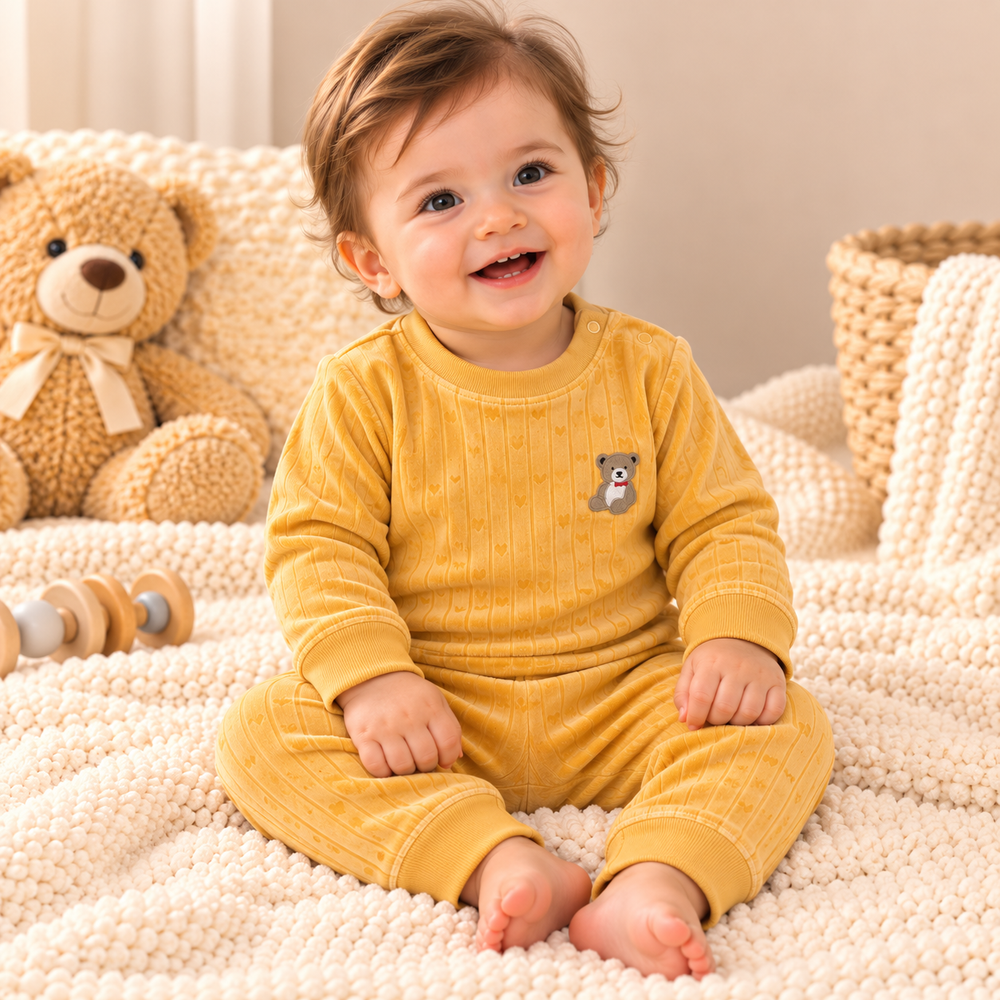 Cozy Ribbed Velvet Baby 2-Piece Set – Assorted Colors