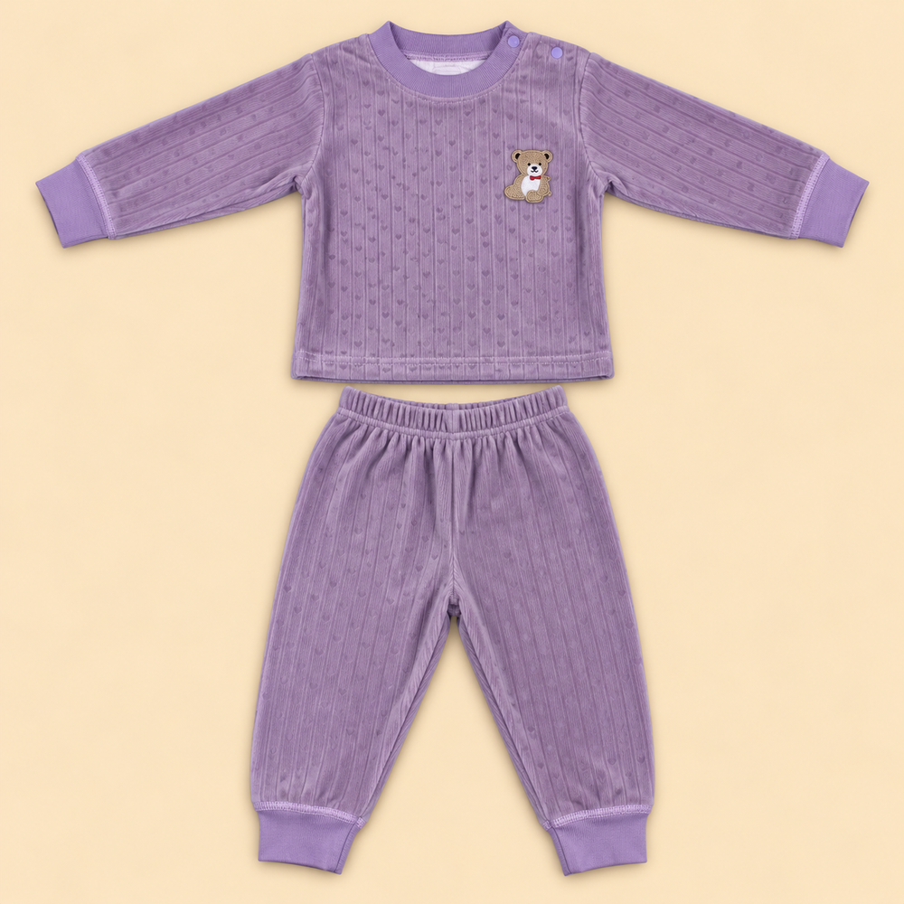 Cozy Ribbed Velvet Baby 2-Piece Set – Assorted Colors