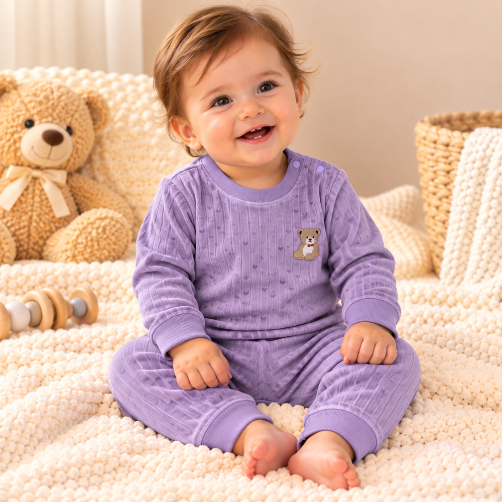 Cozy Ribbed Velvet Baby 2-Piece Set – Assorted Colors