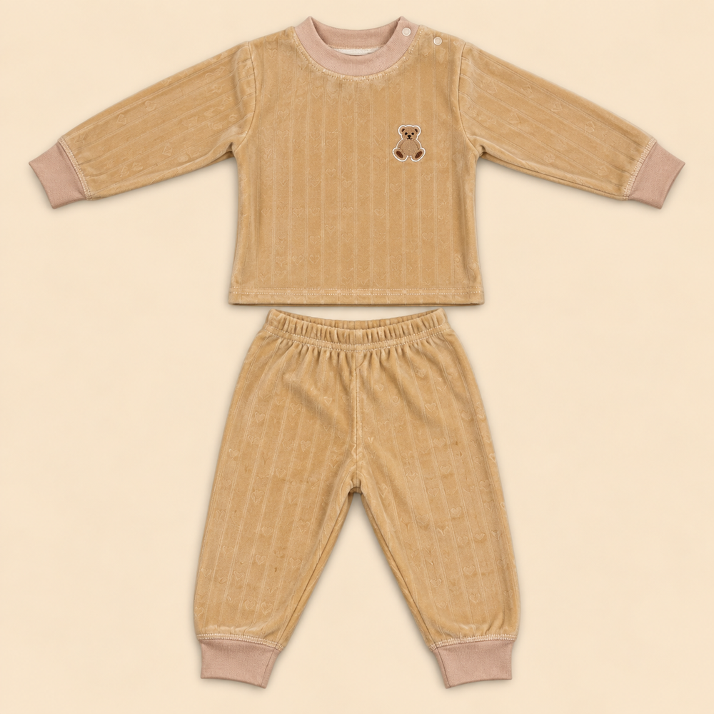 Cozy Ribbed Velvet Baby 2-Piece Set – Assorted Colors