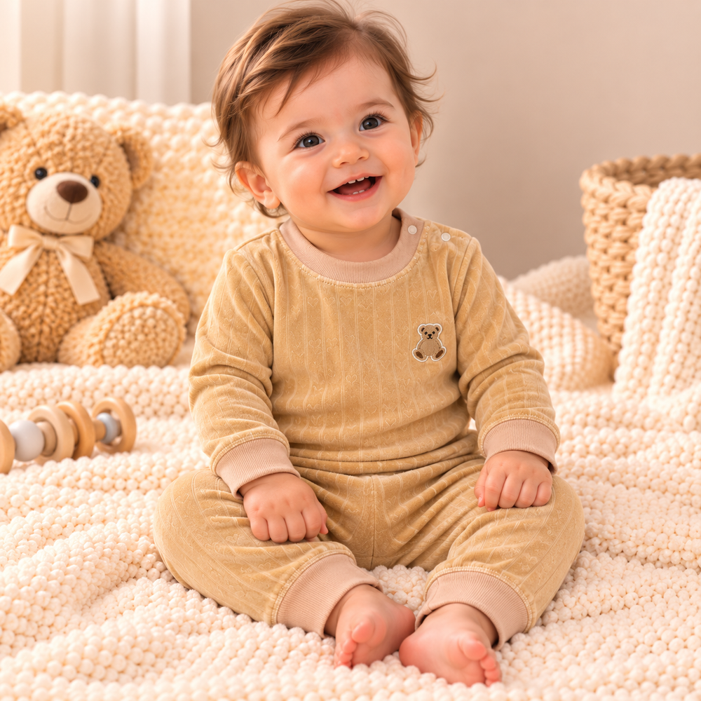 Cozy Ribbed Velvet Baby 2-Piece Set – Assorted Colors