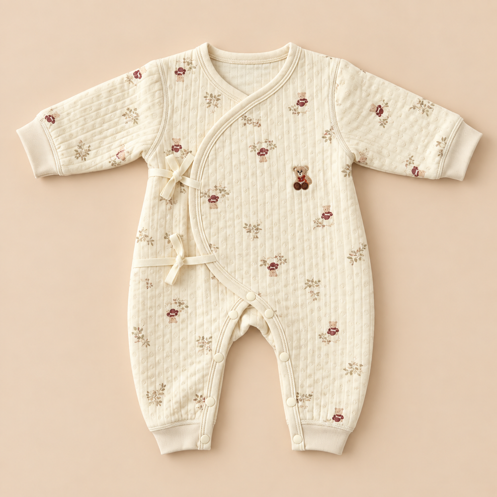 Quilted Wrap Baby Romper – Printed Collection