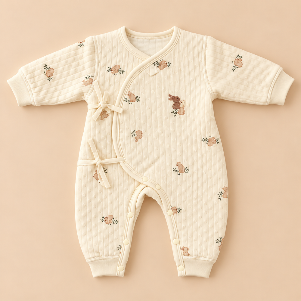 Quilted Wrap Baby Romper – Printed Collection