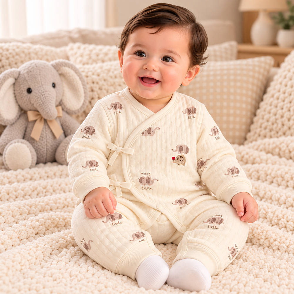 Quilted Wrap Baby Romper – Printed Collection
