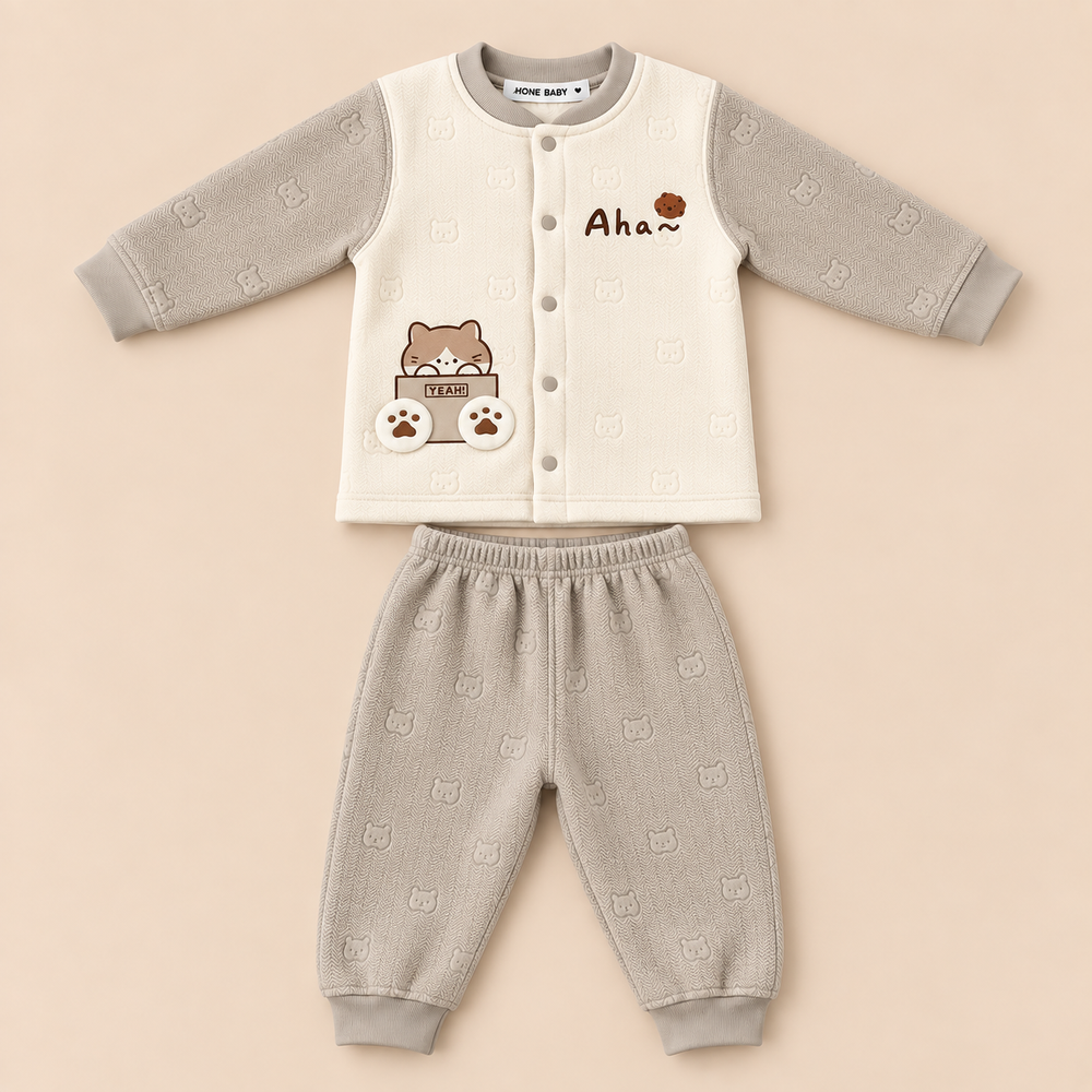 Aha Bear Textured Baby 2-Piece Cozy Set