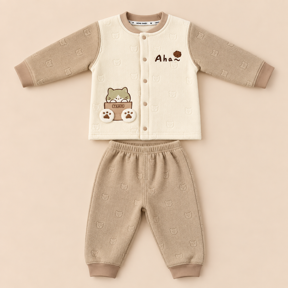 Aha Bear Textured Baby 2-Piece Cozy Set