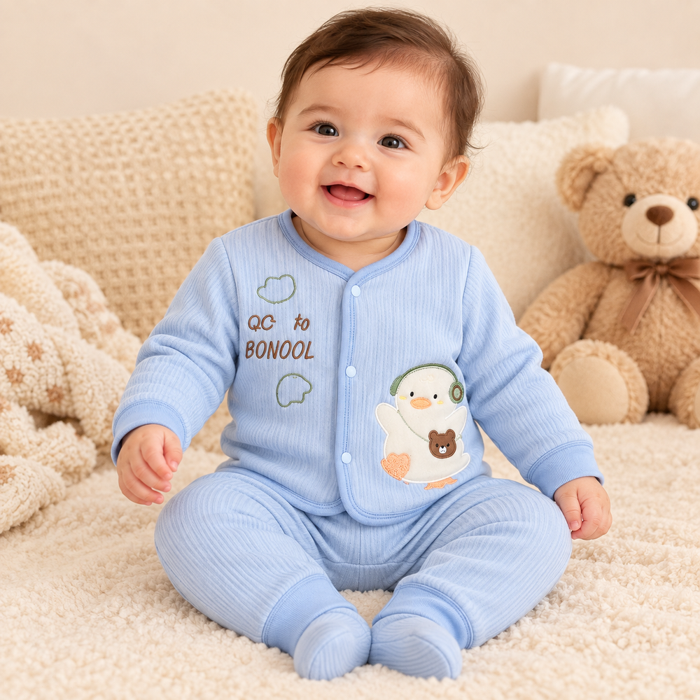 Cozy Ribbed Baby 2-Piece Embroidered Set