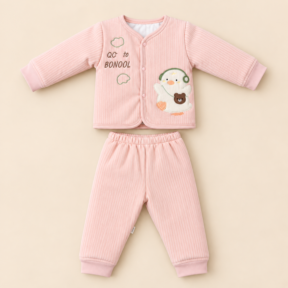 Cozy Ribbed Baby 2-Piece Embroidered Set