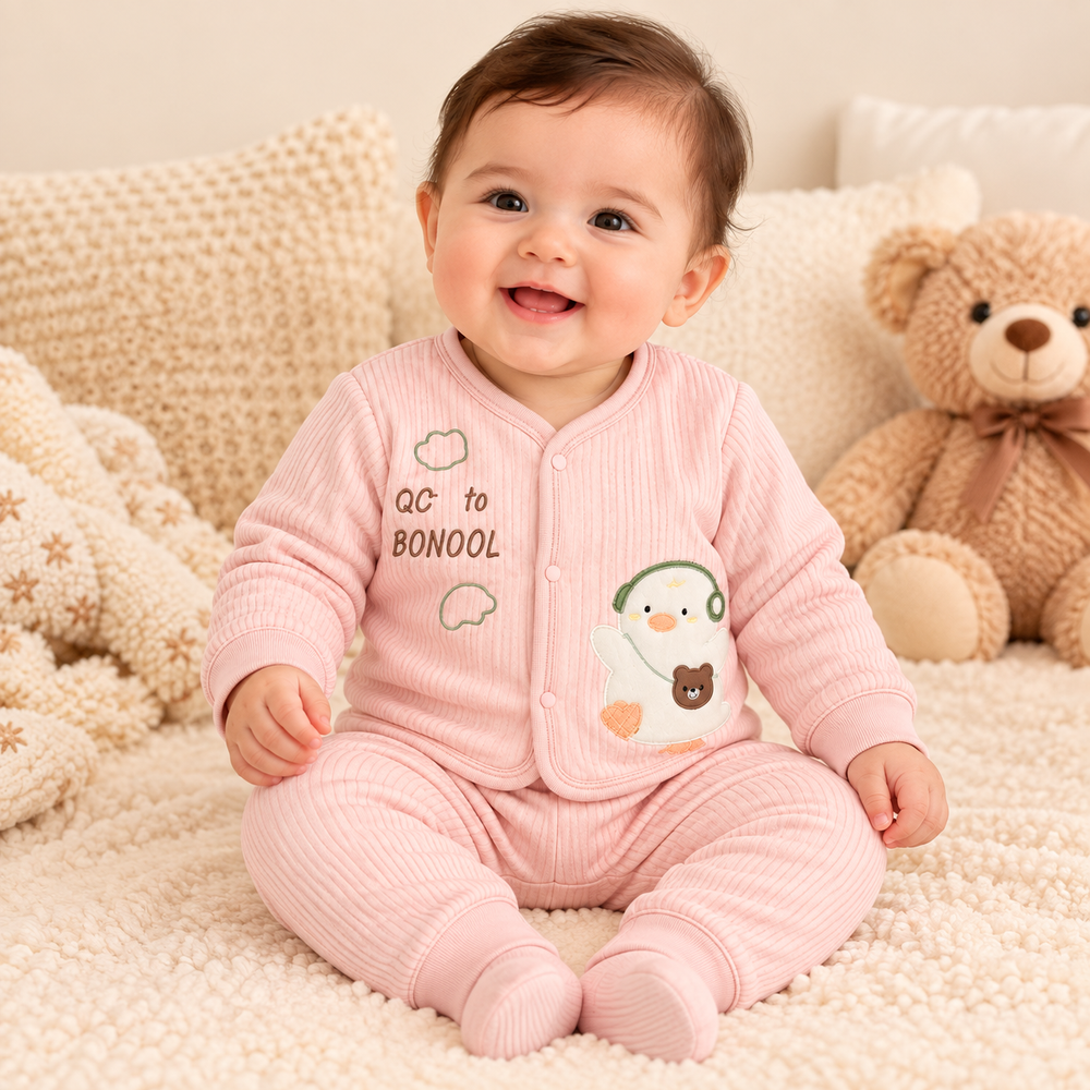 Cozy Ribbed Baby 2-Piece Embroidered Set