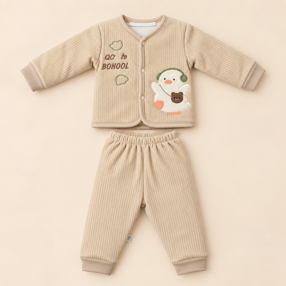 Cozy Ribbed Baby 2-Piece Embroidered Set