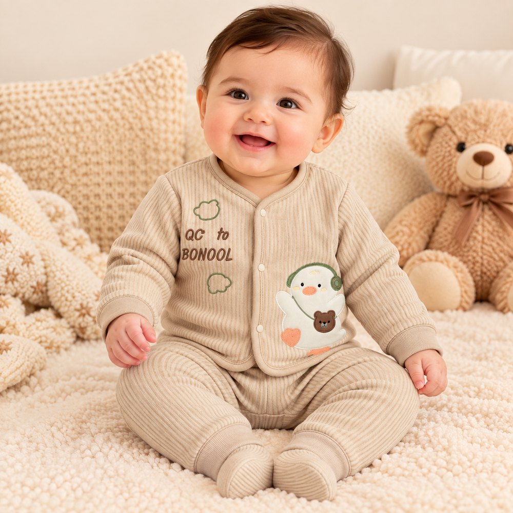 Cozy Ribbed Baby 2-Piece Embroidered Set