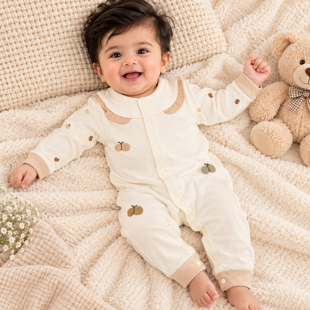 Little Butterfly Ruffle Collar Baby Romper