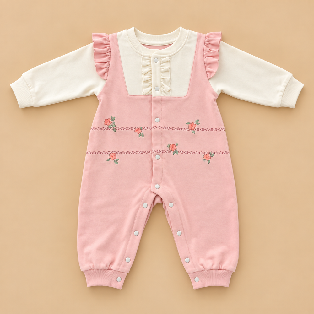 Floral Ruffle Baby Romper – 3 Elegant Colors