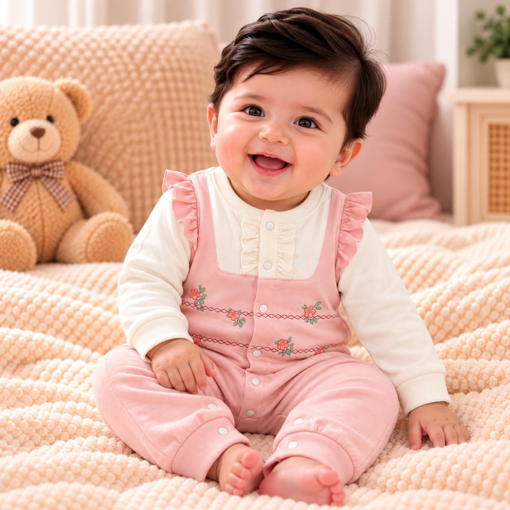 Floral Ruffle Baby Romper – 3 Elegant Colors