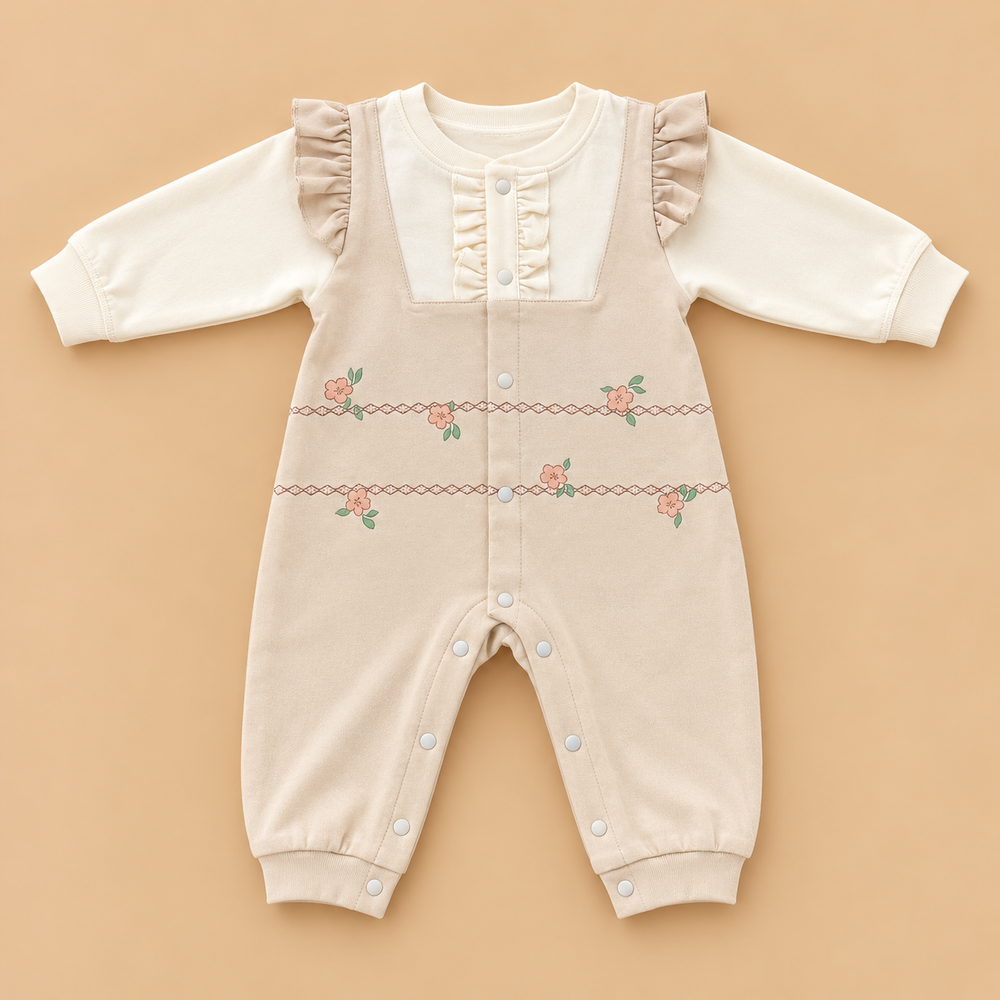 Floral Ruffle Baby Romper – 3 Elegant Colors