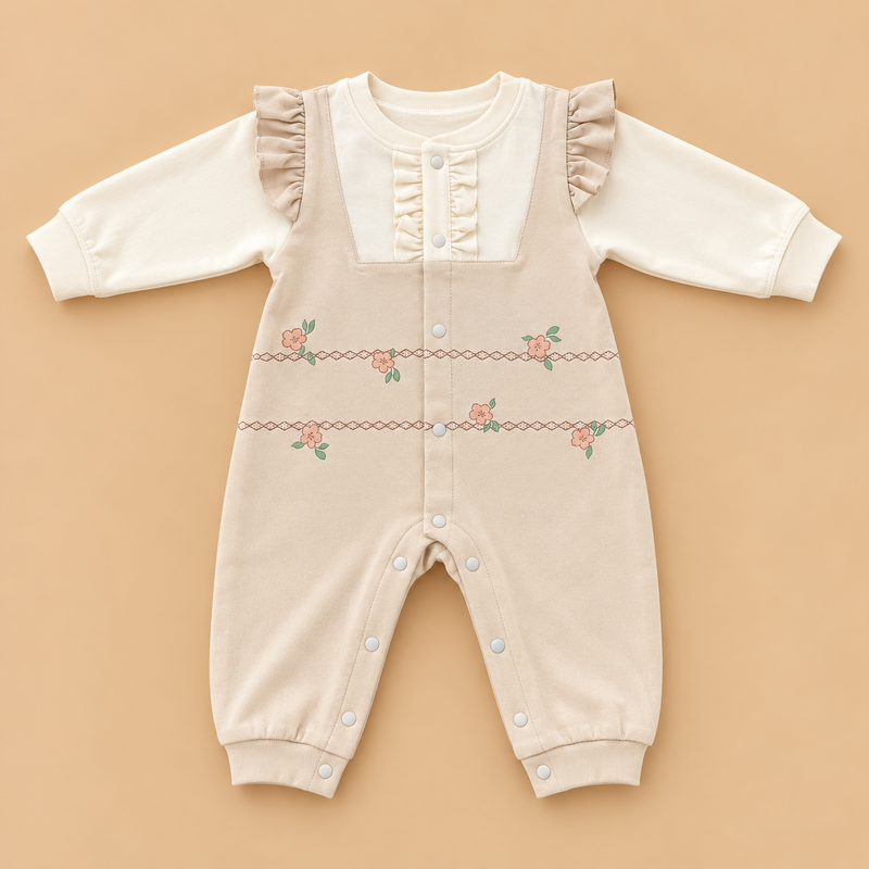 Floral Ruffle Baby Romper – 3 Elegant Colors