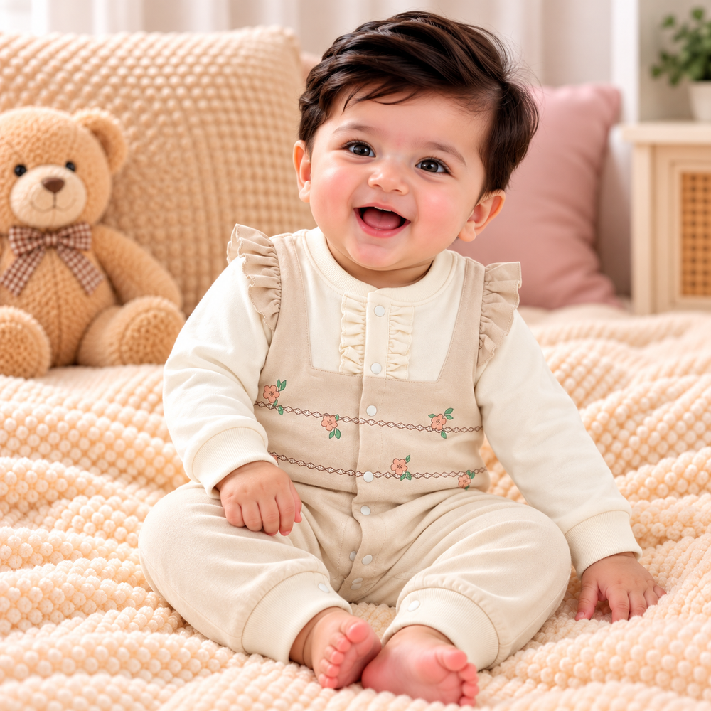 Floral Ruffle Baby Romper – 3 Elegant Colors