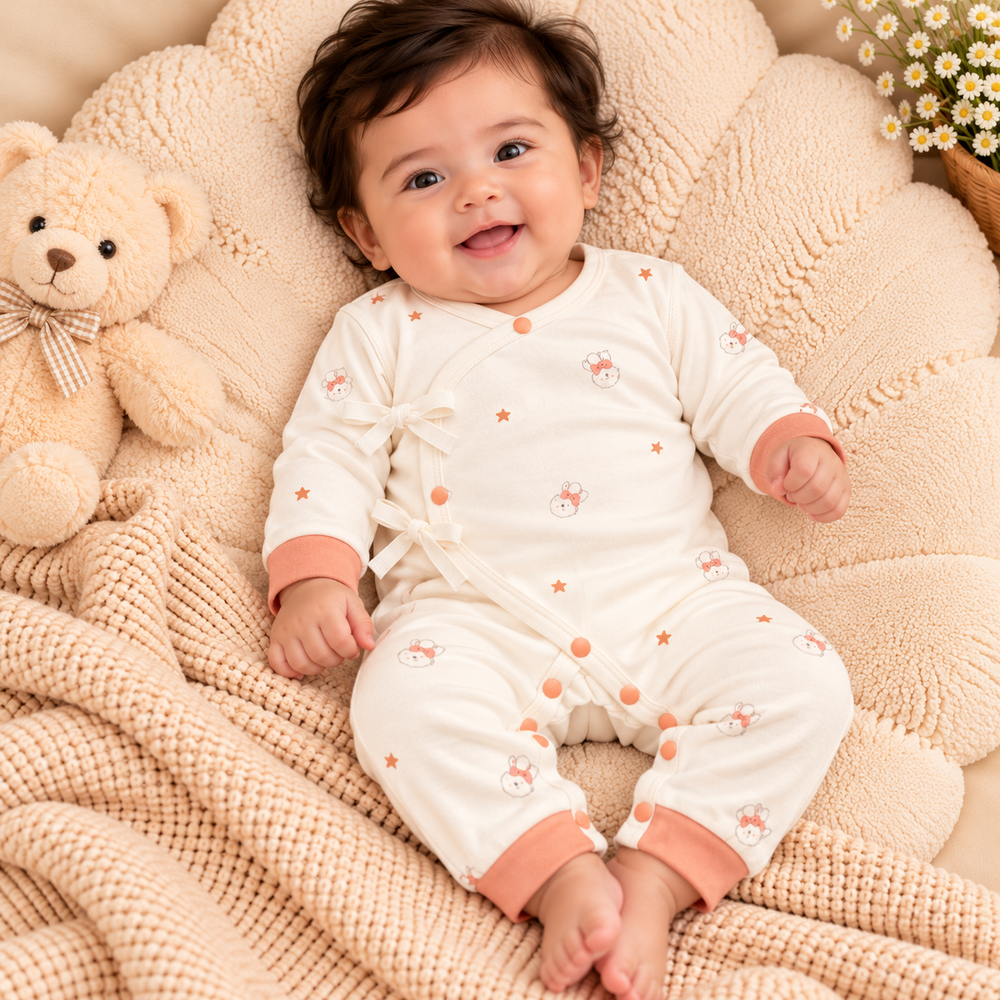 Cozy Wrap Baby Romper – Soft Long-Sleeve Newborn Jumpsuit