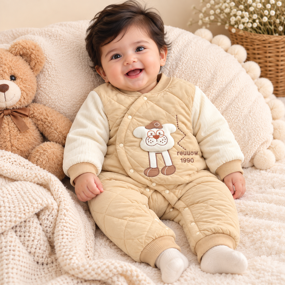 Cozy Teddy Quilted Winter Romper