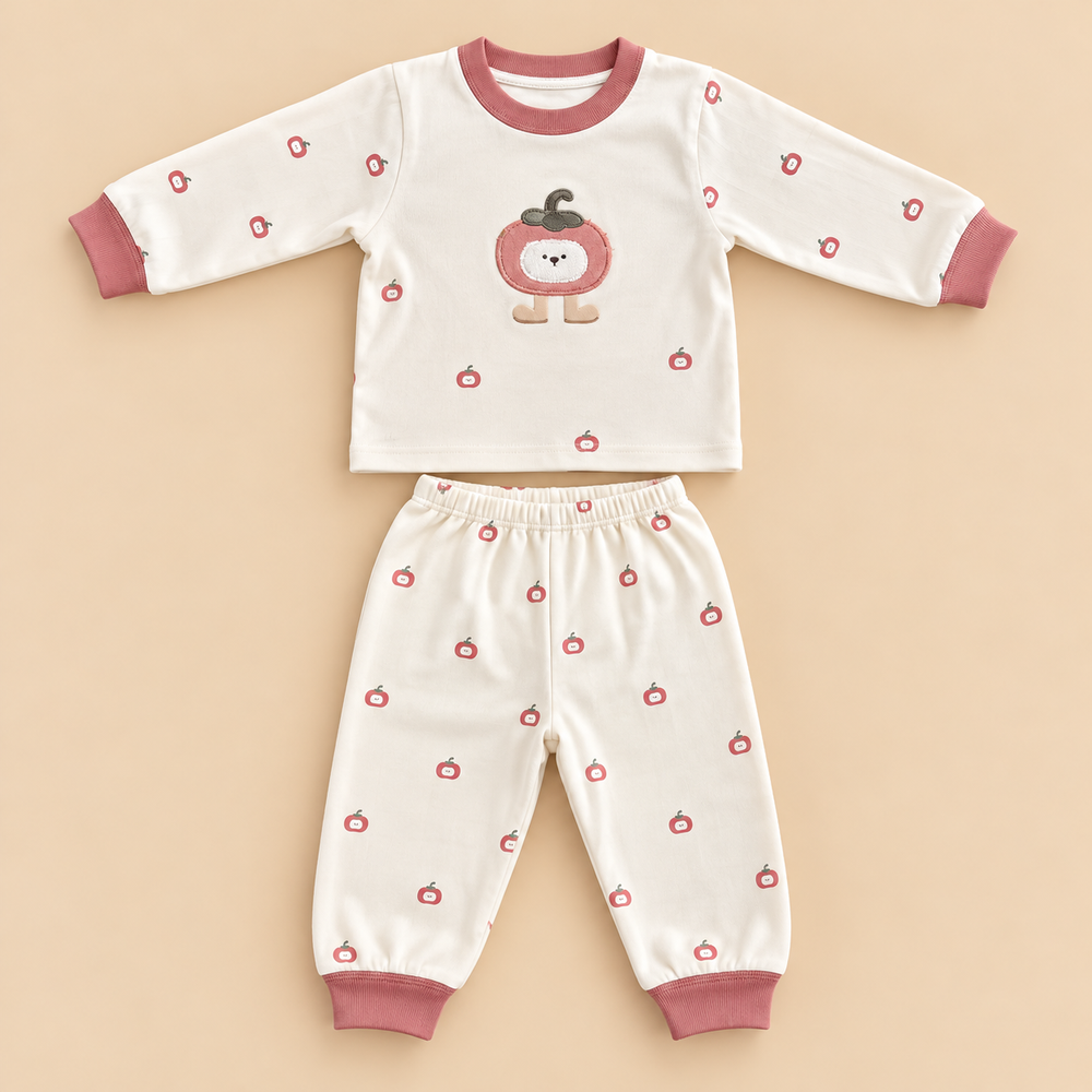 Cute Cartoon Baby Cotton Pajama Set – Long Sleeve Shirt & Pants (2-Piece Set)