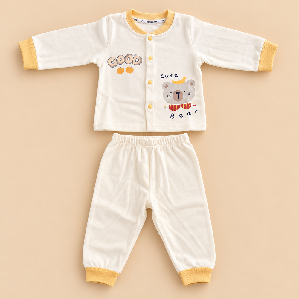 Cute Cartoon Baby Cotton Pajama Set – Long Sleeve Shirt & Pants (2-Piece Set)