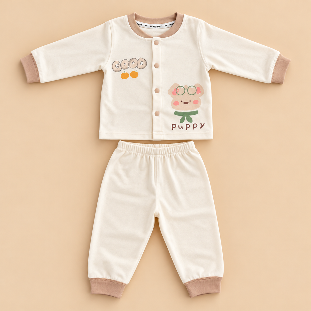 Cute Cartoon Baby Cotton Pajama Set – Long Sleeve Shirt & Pants (2-Piece Set)