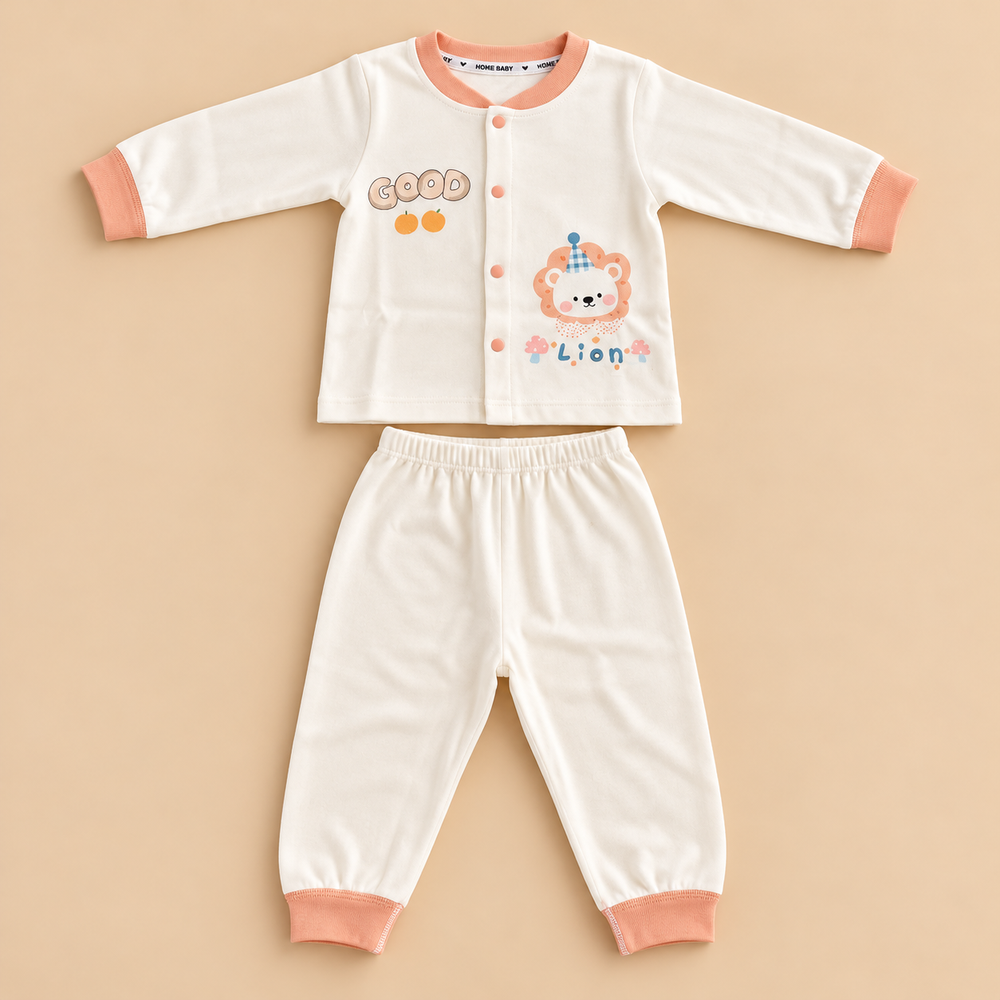 Cute Cartoon Baby Cotton Pajama Set – Long Sleeve Shirt & Pants (2-Piece Set)